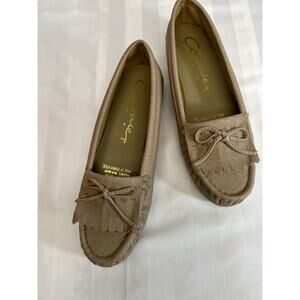 Connie Leather Moccasins Loafer Slip On flat Shoes Womens Cottage Taupe Lea SZ6B